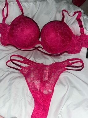 Victoria’s Secret Rhinestone Push Up Bra & Matching Thong